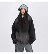 Sweat à capuche en jean à manches longues style streetwear américain rétro