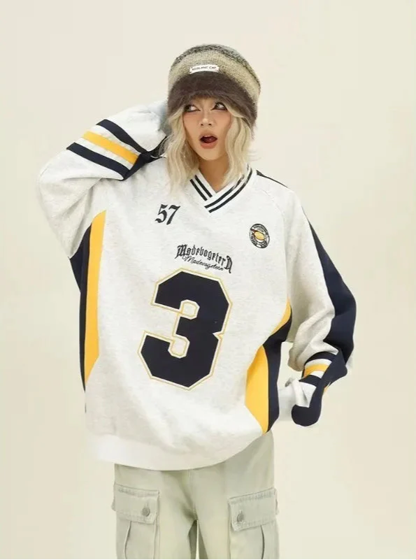 Color Blocked Loose Long Sleeve Sweatshirt