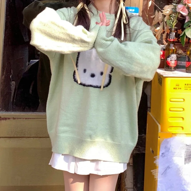 Sweet Light Green Knitted Casual Sweater