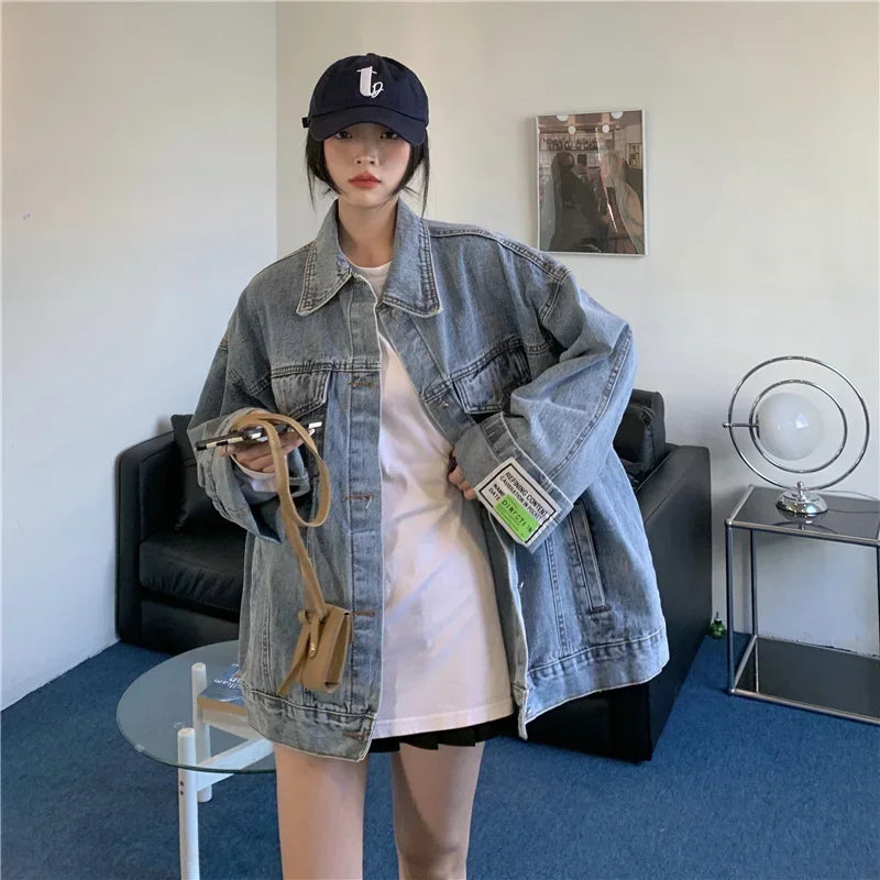 Oversized Korean Style Hip Hop Denim Jacket