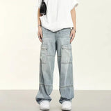 Y2K Retro Loose Straight Overalls Jeans
