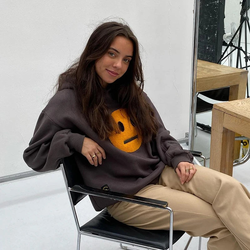 Hush Emoji Face Cotton Hoodie