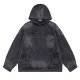 Casual Retro Washed Handsome Denim Hoodie