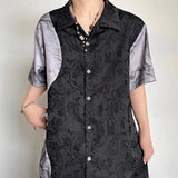Besticktes Jacquard-Retro-Kurzarmhemd