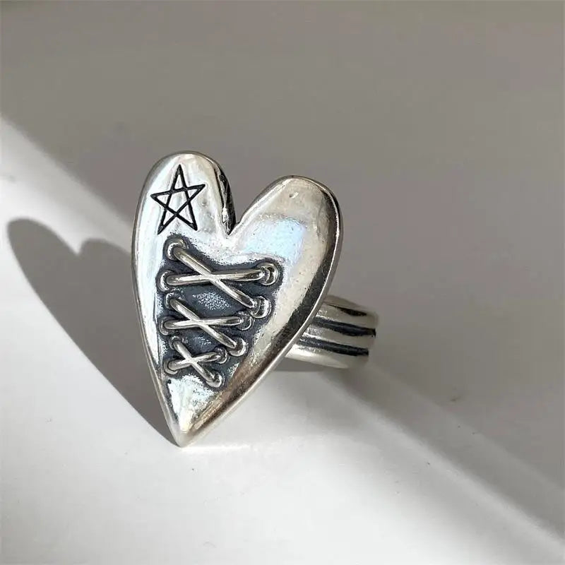 Vintage Thai Silver Heart Bandage Ring
