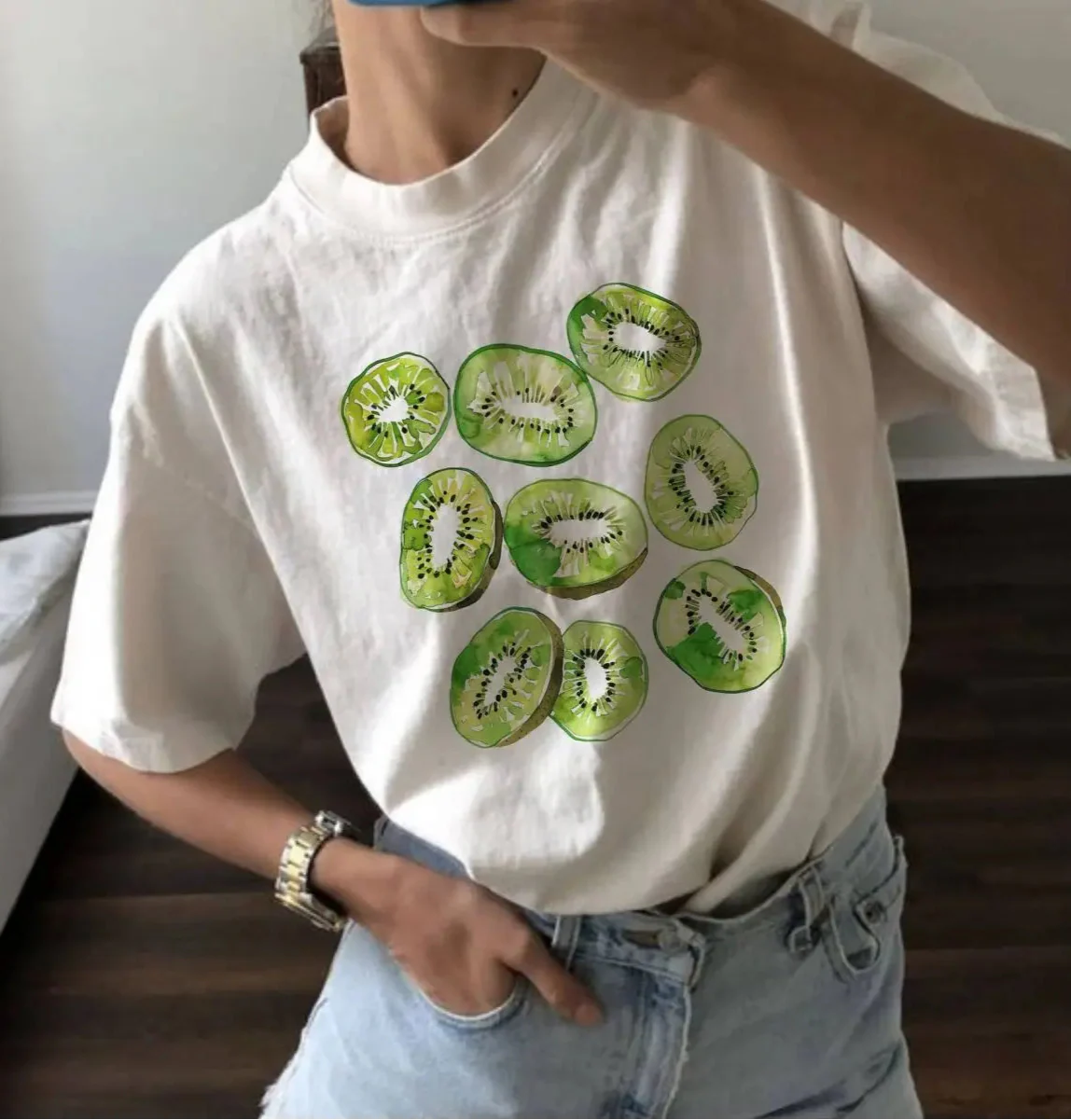 Women Cool Retro Fruit Print Casual T-Shirt
