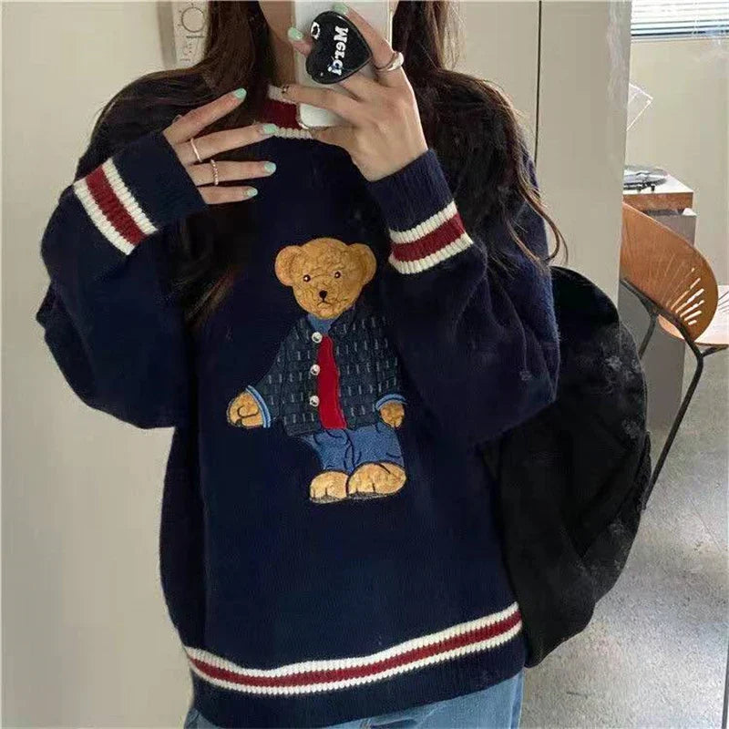 Pull à motif ours en peluche