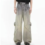 Streetwear Komfortable Distressed Wide Leg Cargo Jeans