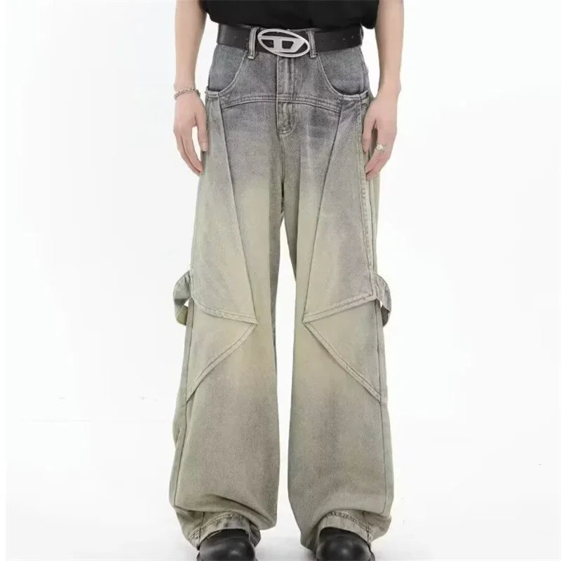 Jeans cargo larges, confortables et délavés, style streetwear