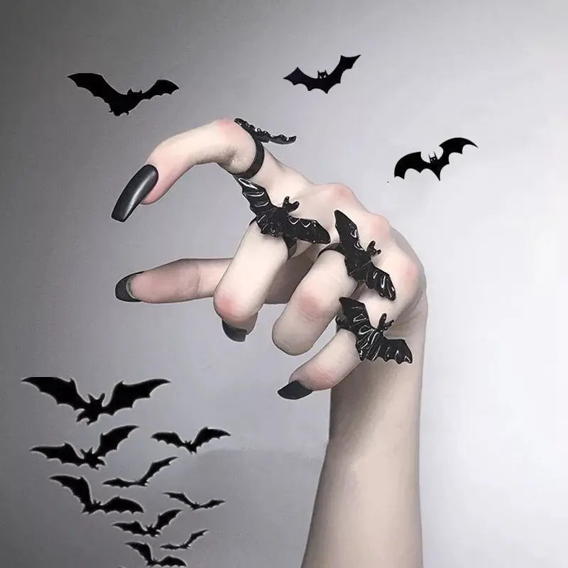 Y2K Gothic Black Bat Halloween Ring