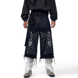 Original Embroidered Tassel Burr Denim Jorts