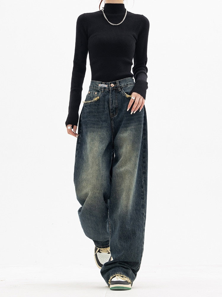 Jean vintage taille haute pour femme
