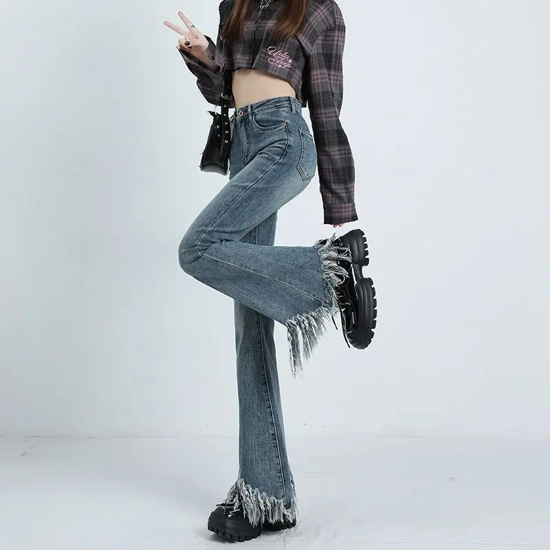 Retro Autumn Winner Flare Straight Jeans