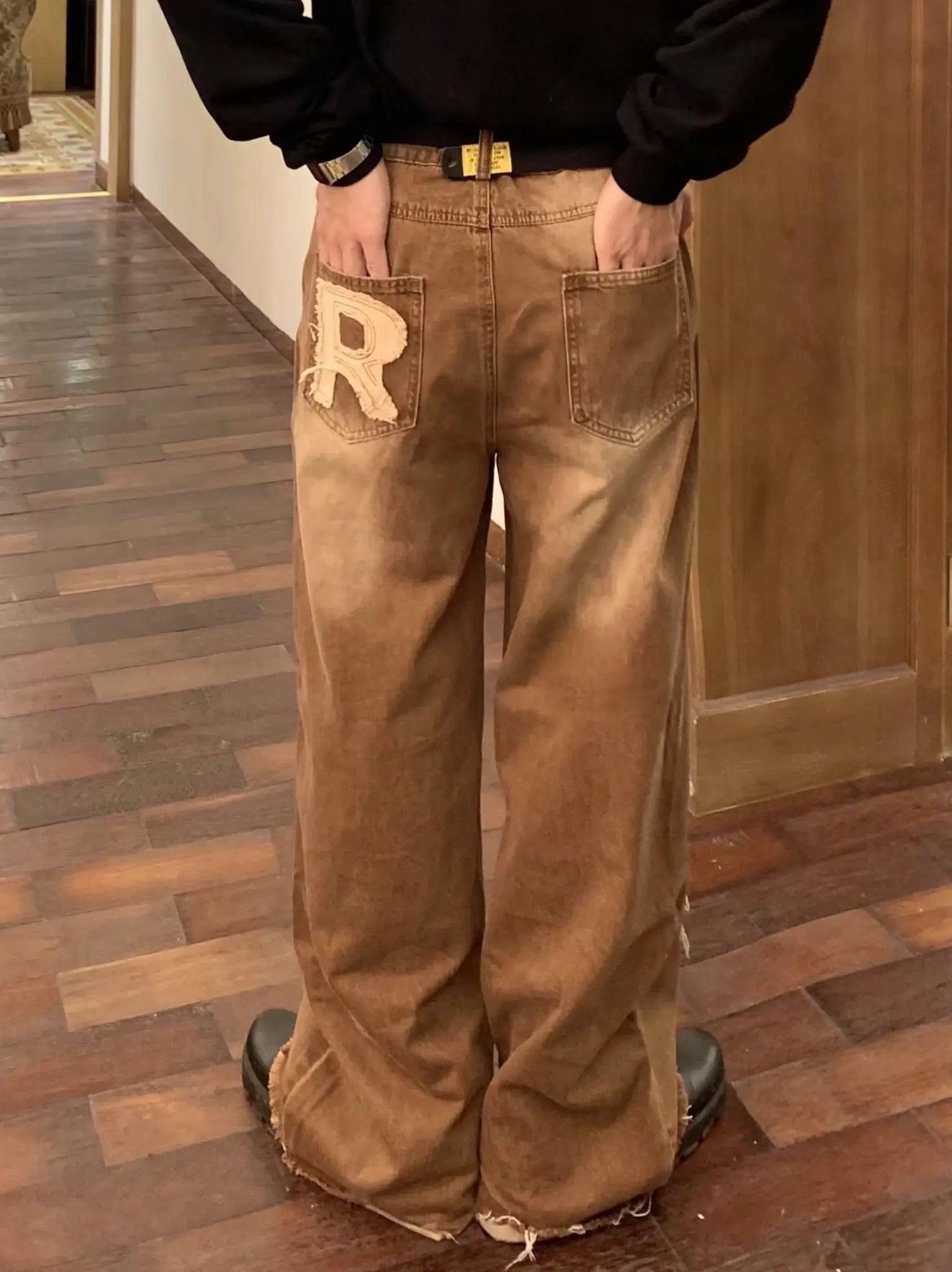 2000s Style Patchwork Wide Leg Jeans