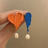 Colorful French Retro Pearl Drop Earrings