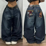 Y2K Embroidered Wide-Leg Jeans