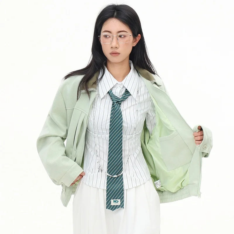 Veste d'aviateur verte à revers de haute qualité