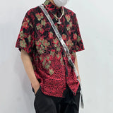 Herrenhemd im koreanischen Stil mit Blumenmuster und Reverskragen