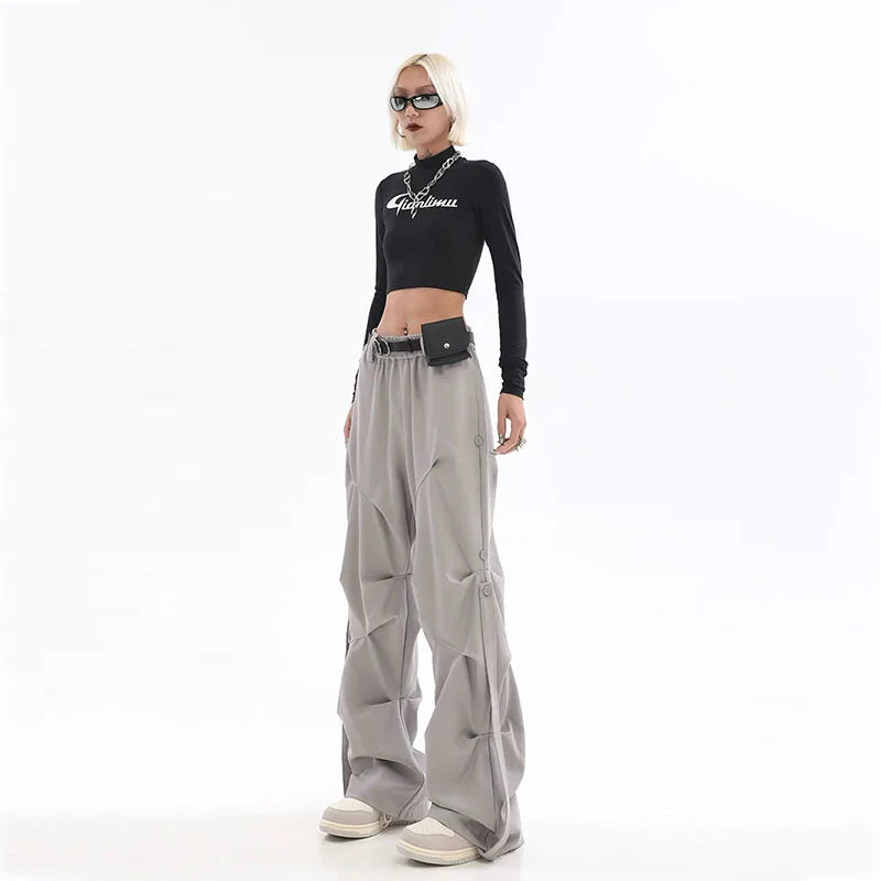 American Stylish Oversize Pleated Cargo Pants
