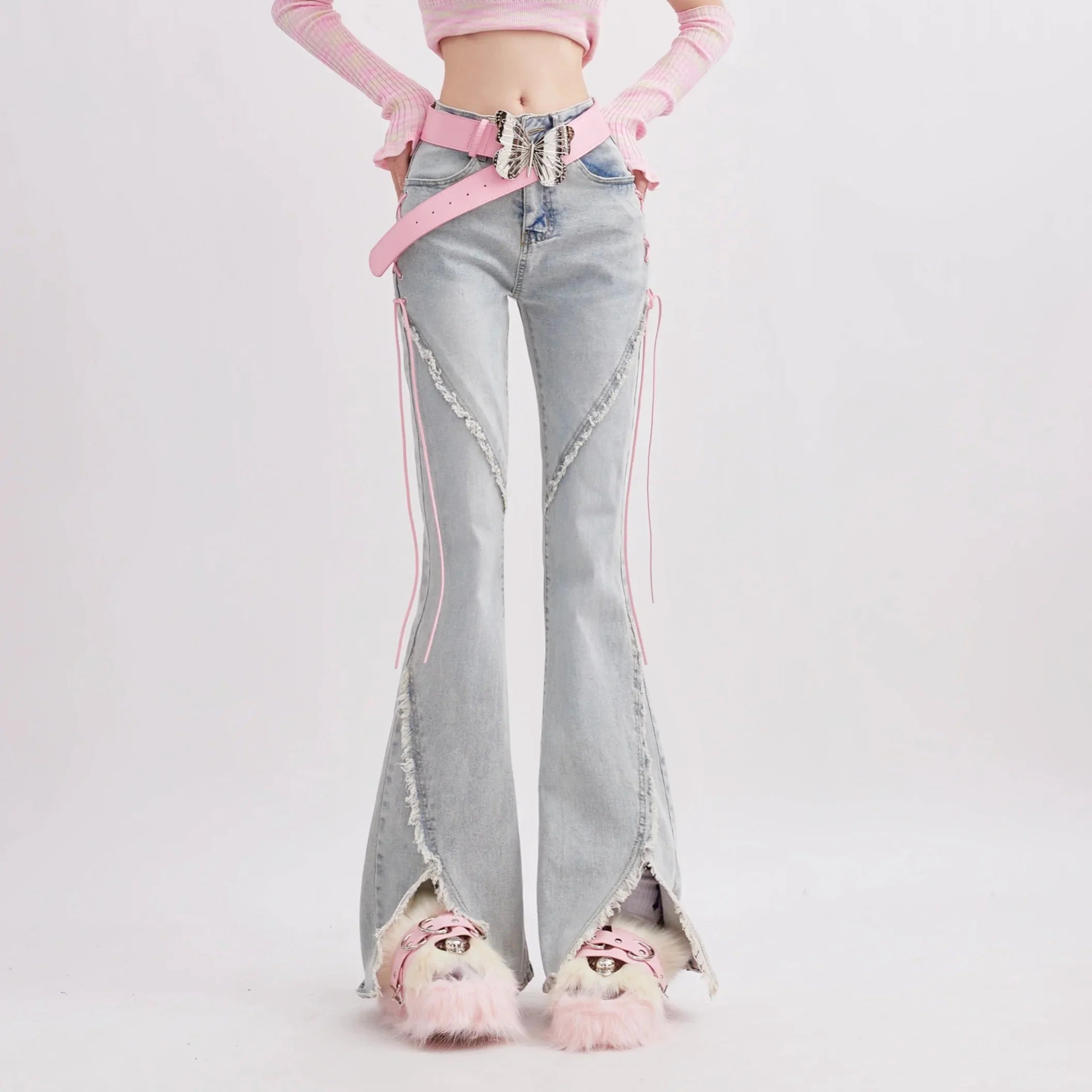 Y2K 레이스업 플레어 진