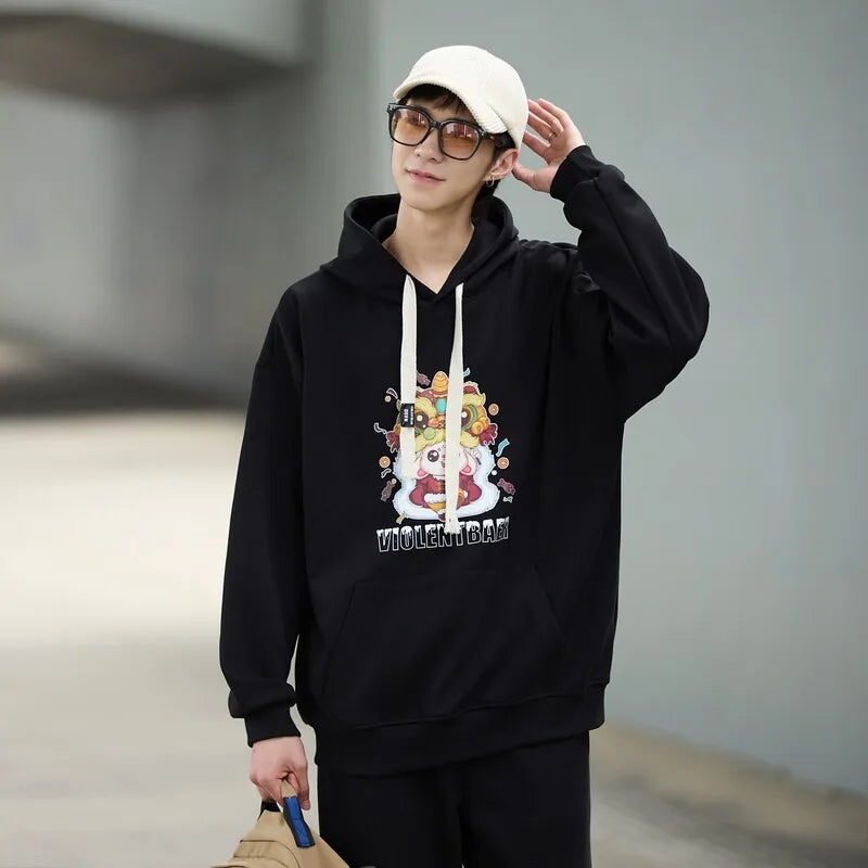 Korean Street-Sport Graphic Hoodie