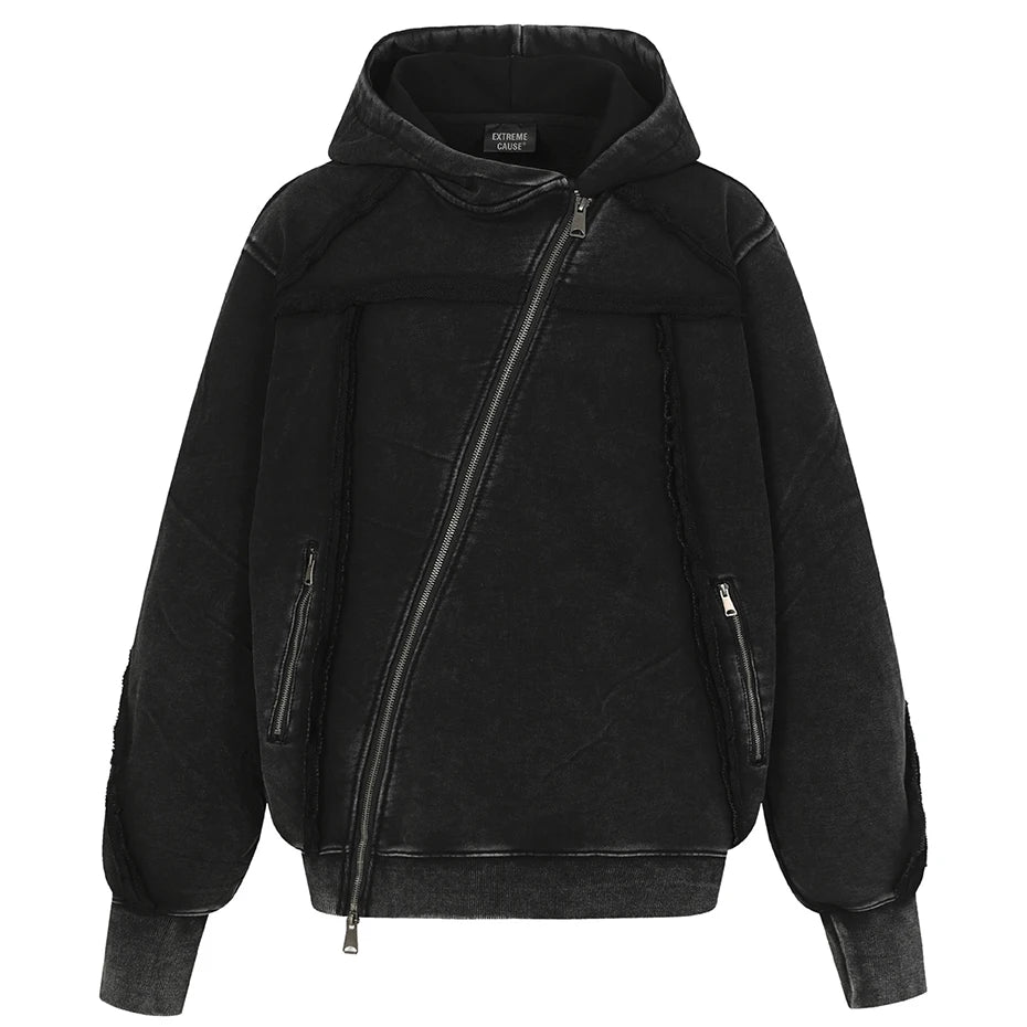 Men Irregular Patchwork Vintage Hoodie