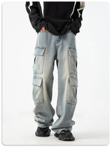 Jean cargo en denim noir et bleu pour vêtements de travail