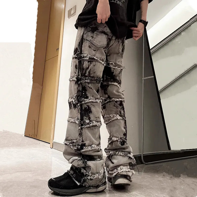 Streetwear Cyber Grey Stacked Baggy Jeans