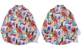 Colorful Cartoon Bear Graffiti Long Sleeve Shirt