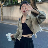 Women Cool Chic Cropped Denim Jacket