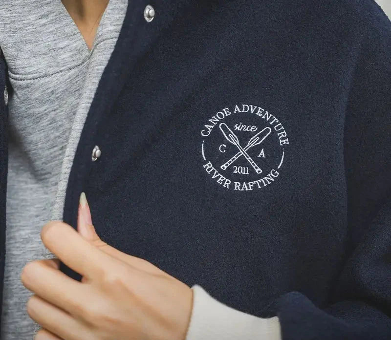 Women Color Blocking Embroidered Baseball Jacket