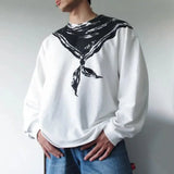 Contrast Black & White Fake Scarf T-Shirt