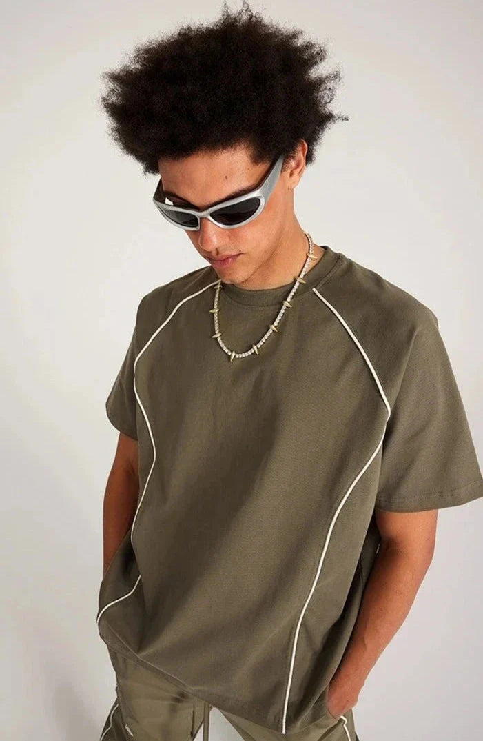 Locker geschnittenes Patchwork-Oversize-T-Shirt