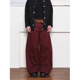 Spliced Scimitar Cotton Casual Wide Leg Pants