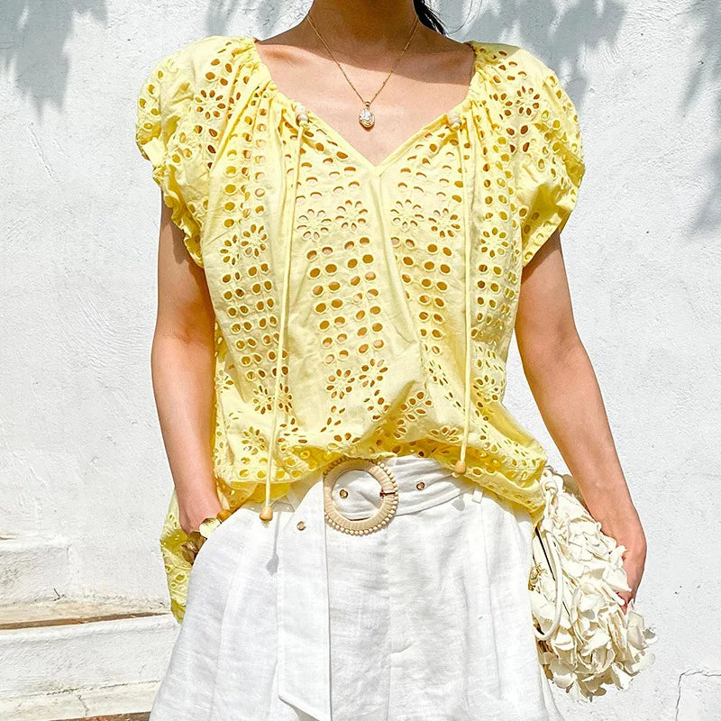 Yellow Elegant French Chic Sweater