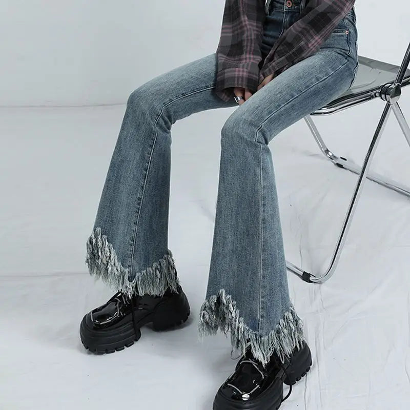 Retro Autumn Winner Flare Straight Jeans