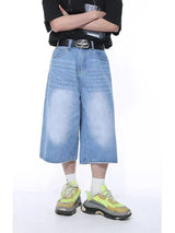 Short en jean bleu vintage taille haute
