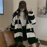 Stylish Korean Style Striped Loose Hooded Sweatshirt