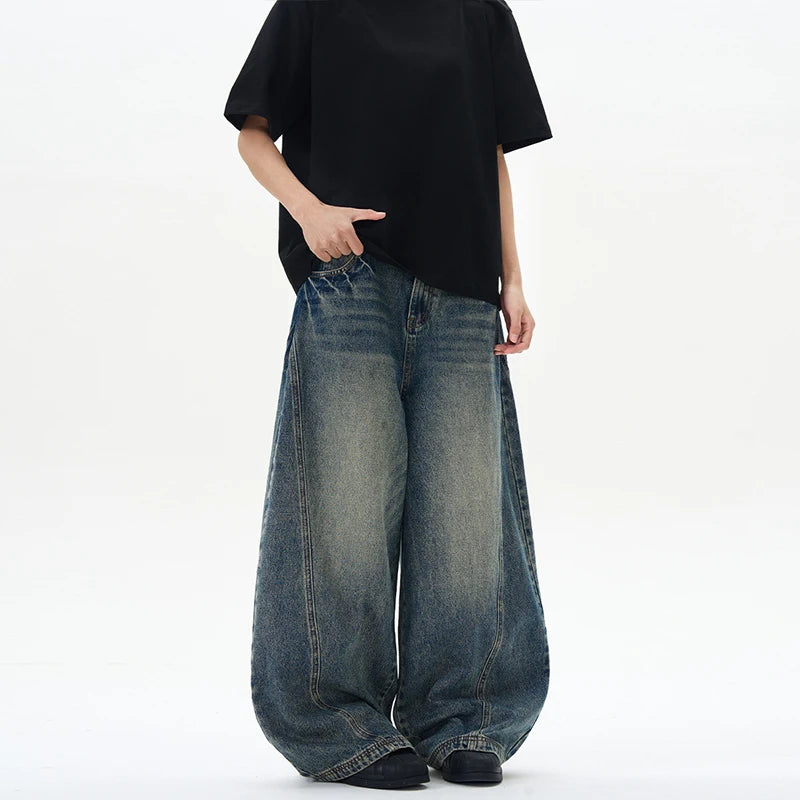 Patchwork Lightning Wide Leg Jeans
