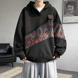 Hoodie mit kontrastfarbenem Patchwork-Design