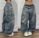Y2K Embroidered Wide-Leg Jeans
