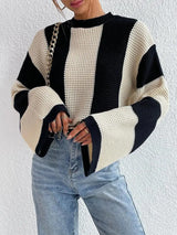 Women Casual Comfort Striped Knit Loose Sweater