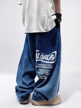 Vintage Streetwear Jeans mit elastischem Bund und weitem Bein