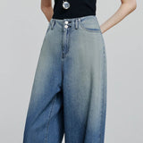 Jean en denim bleu chic d'été à jambes larges