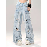 Atmungsaktive Oversized-Cargo-Jeans im Y2K-90er-Jahre-Stil mit Rissen