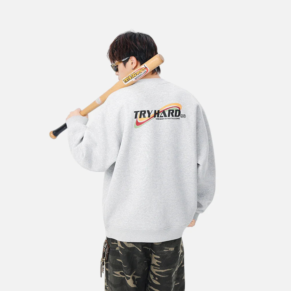Comfortable Cozy Logo Print Crew Neck Sweatshirt