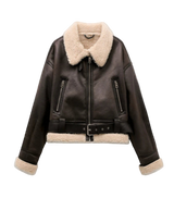 Shearling Lined Aviator Leather Jacket