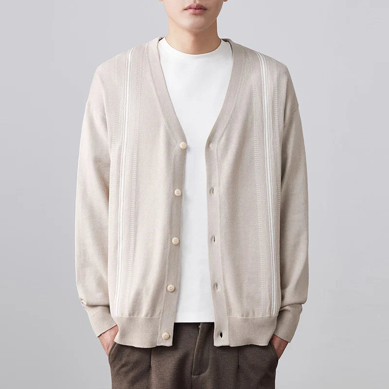 Retro-Strickjacke im koreanischen Patchwork-Stil mit langen Ärmeln