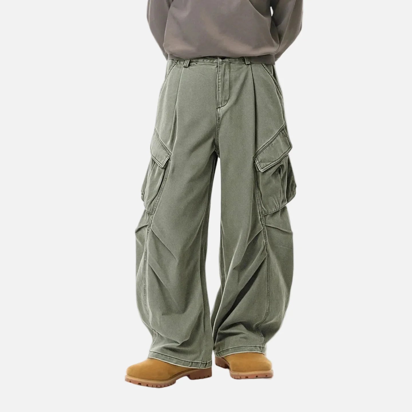 Streetwear Wrinkle Design Cargo Wide Leg Pants
