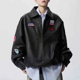 Trendy Retro Embroidered Leather Racing Jacket
